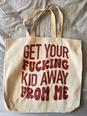 Graphic Tote Bag Beige & Red